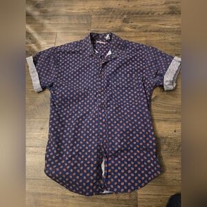 Vintage Bugle Boy Paisley Pattern Button Up Short Sleeve Shirt SIZE L